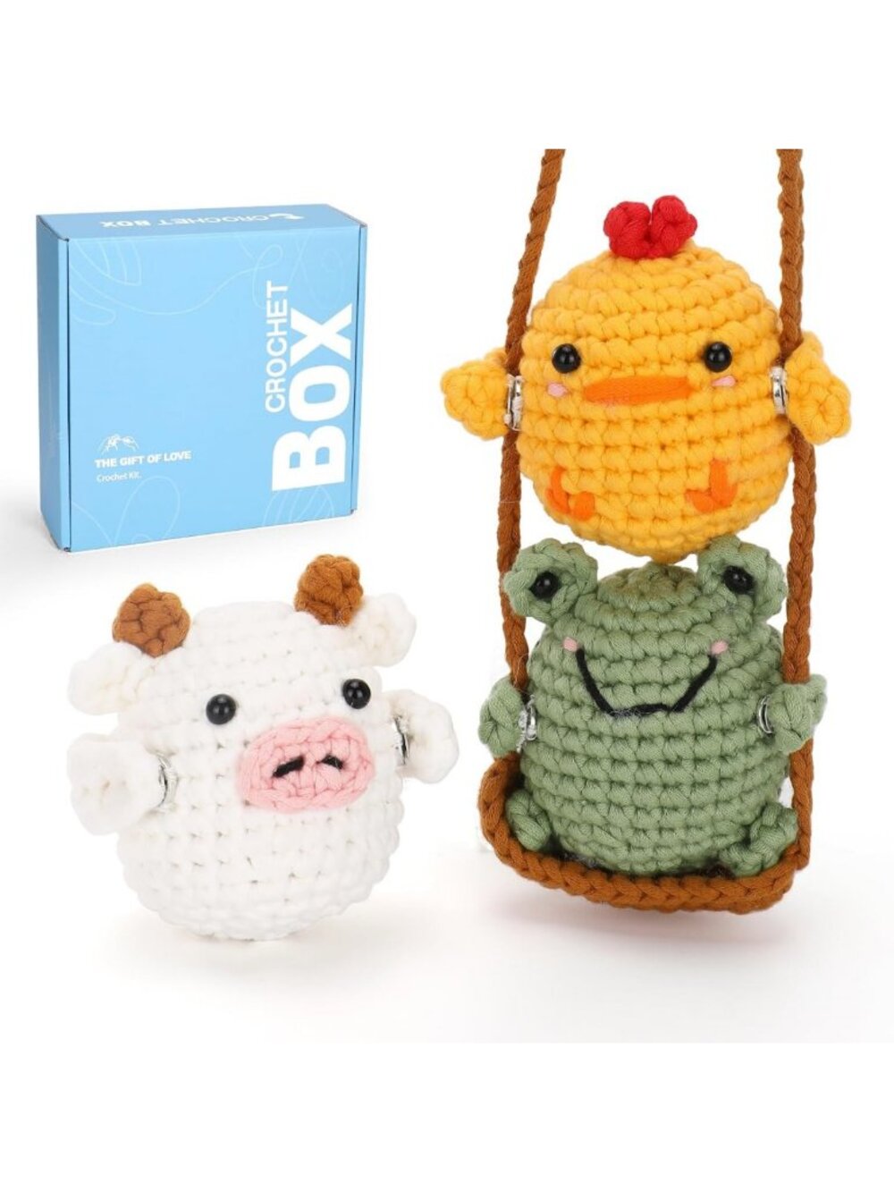 Beginner-Friendly Animal Swing Crochet Kit - Easy Craft Project for Adults